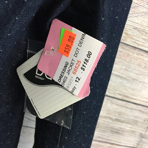 FDJ French Dressing Jean Jacket Blue with Polka Dot Slight Stretch Lightweight - Picture 10 of 14